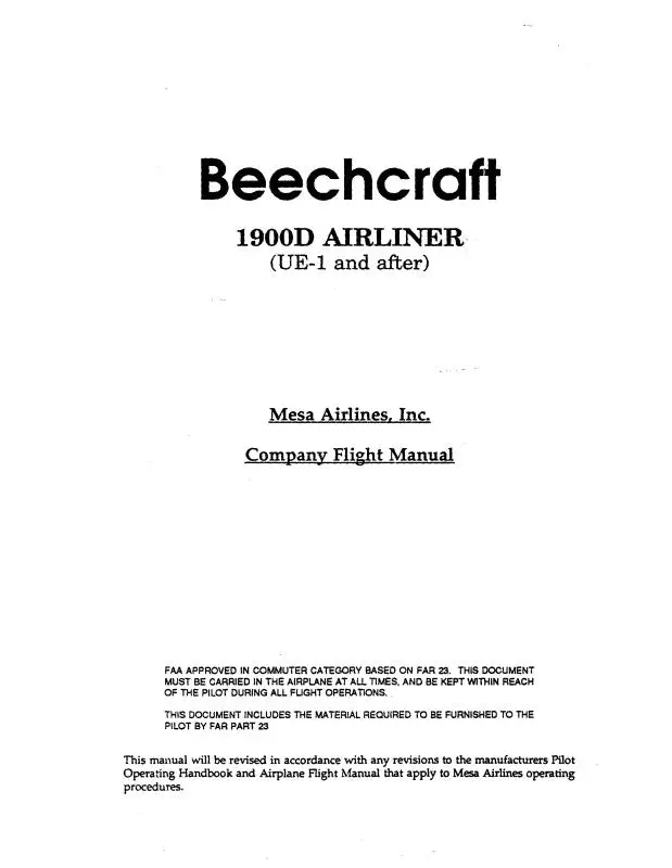 Beech 1900D Airliner Flight Manual (Be1900d) 1
