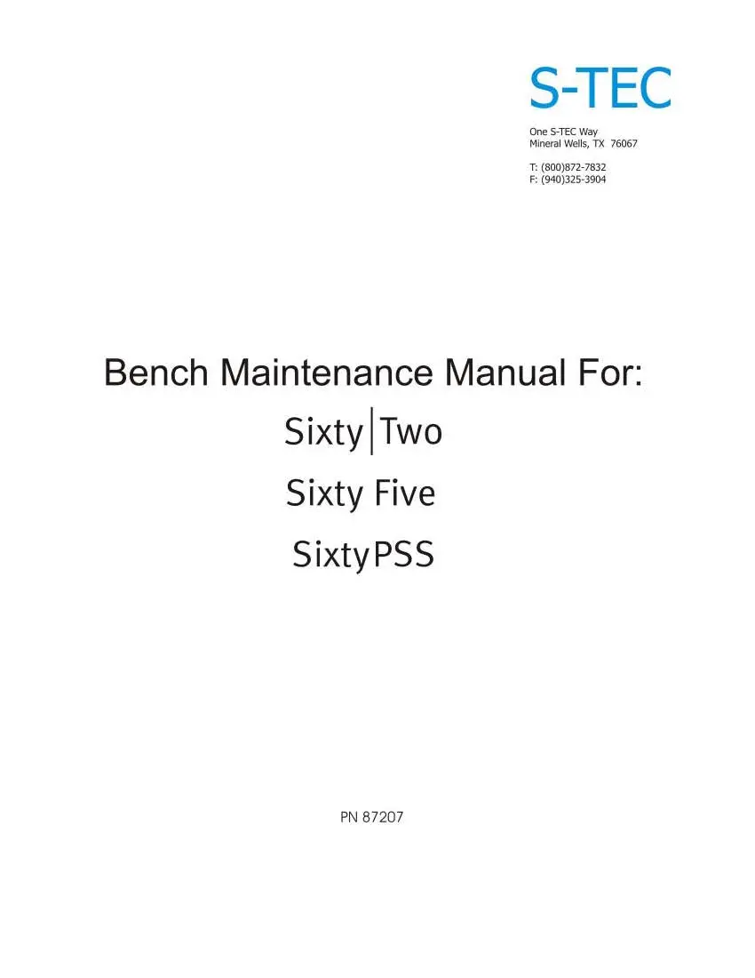 S-Tec System 60 / 60-2 / 65 / 60 Pss Bench Maintenance Manual 1
