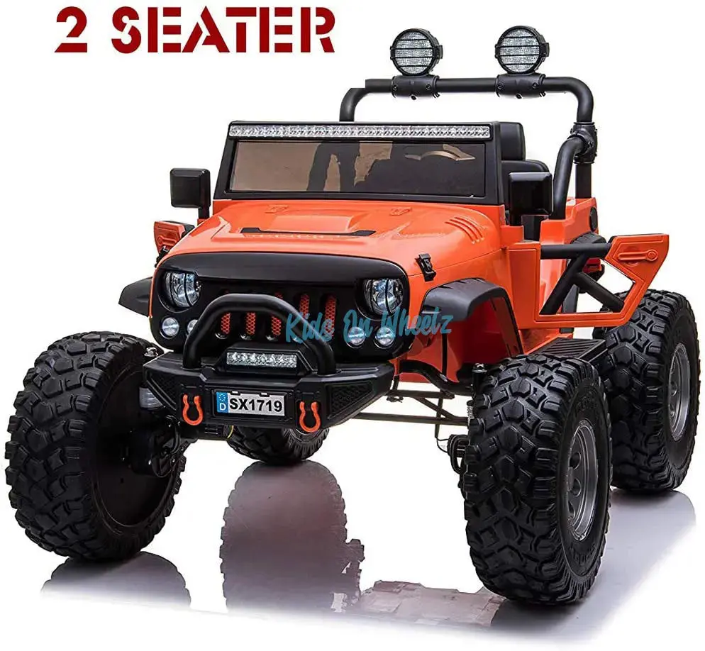 Lifted Jeep Monster Edition Ride On Car 12V 2 Seater Orange - Kids On Wheelz 1