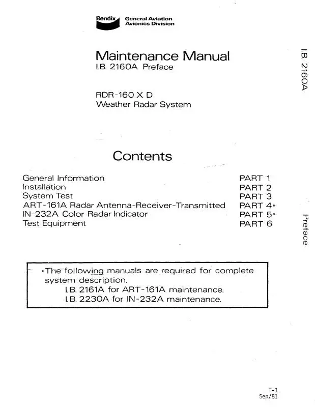 Bendix Rdr-160Xd Maintenance Manual (I.B.2160A) 1