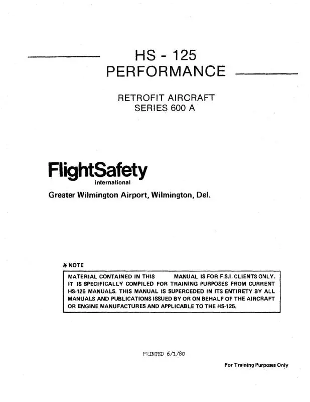 Dehavilland Hs125 1980 Performance Manual (Dehs125-80-Perc) 1