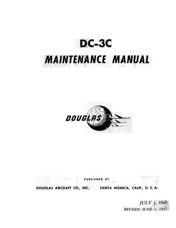 Mcdonnell Douglas Dc-3 Air New England Maintenance Instructions (Mcdc3--M-C) 1