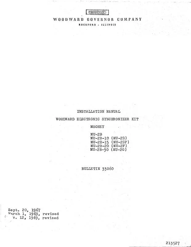 Mitsubishi Heavy Industries Mu-2B,10,15,20,30 1967 Installation Manual (Bulletin-33060) 1