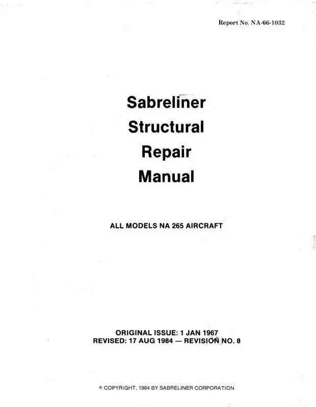 North American Na-265 Sabreliner 1967 Structural Repair Manual (Na-66-1032) 1