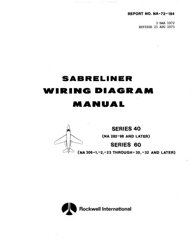 North American Na-265-40,60 Sabreliner 1972 Wiring Diagram Manual (Na-72-184) 1