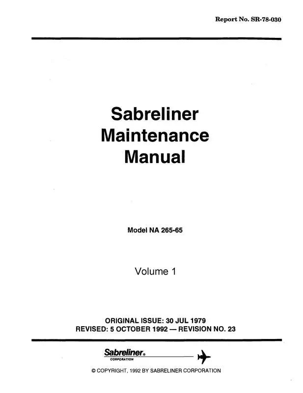 North American Na-265-65 1979 Sabreliner Maintenance Manual (Sr-78-030) 1