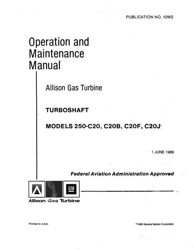 Allison 250-C20,C20b,F,J Gas Turbine Operation & Maintenance (10W2) 1