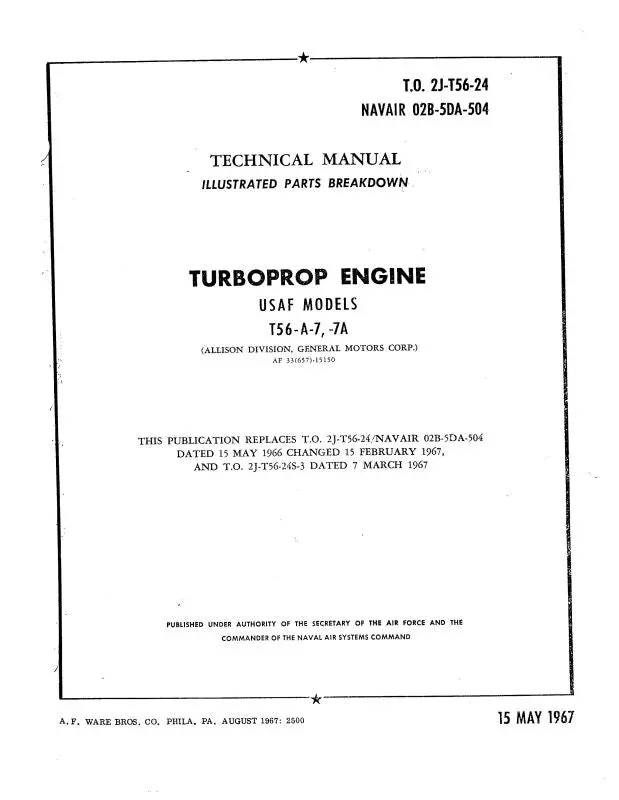 Allison T-56-A-7,-7A Turboprop Engine Illustrated Parts (2J-T56-24) 1