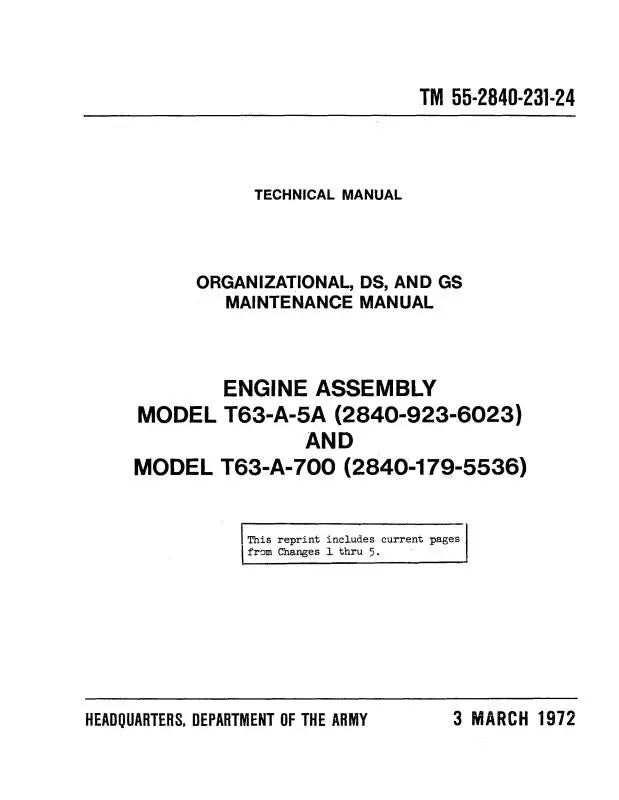 Allison T63-A-5A, T63-A-700 Organizational Maintenance (55-2840-231-24) 1