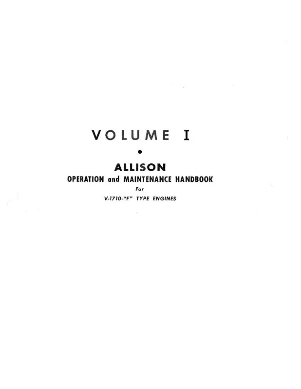 Allison  V-1710-F Type Engines Maintenance Manual (Aqv1710f-M-C) 1