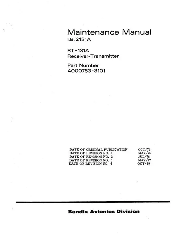 Bendix Rt-131A Receiver-Transmitter Maintenance Manual (I.B.2131A) 1