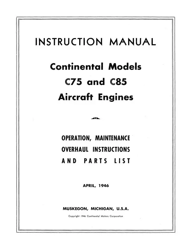Continental C Series, C75, C85 Maintenance & Overhaul (Coc75,85) 1
