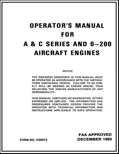 Continental C-75, C-85, C-90 & O-200 Operator's Manual (X30012) 1