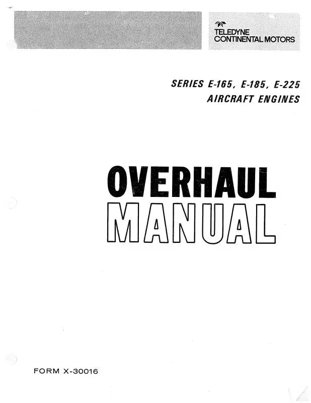 Continental E-165, E-185, E-225 Ac Engines Overhaul Manual (X-30016) 1