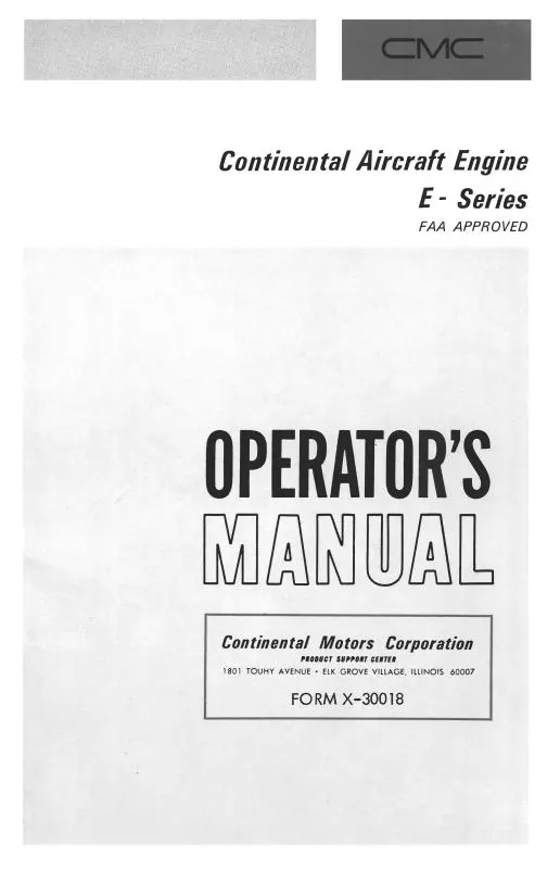 Continental E-165, E-185, E-225 Series Operator's Manual (X-30018) 1