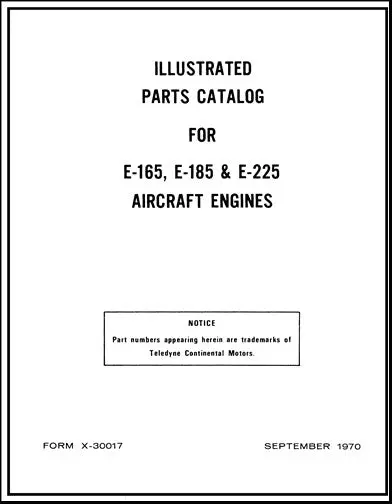 Continental E-165, E-185, E-225 Series Parts Catalog (X-30017) 1