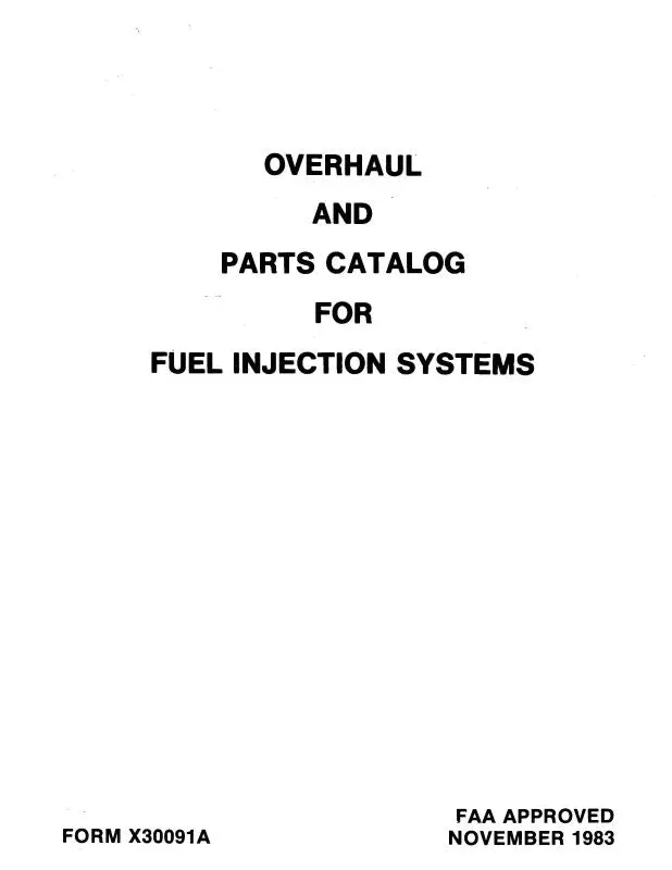Continental Fuel Injection Systems 1983 Overhaul & Parts Catalog (X30091a) 1