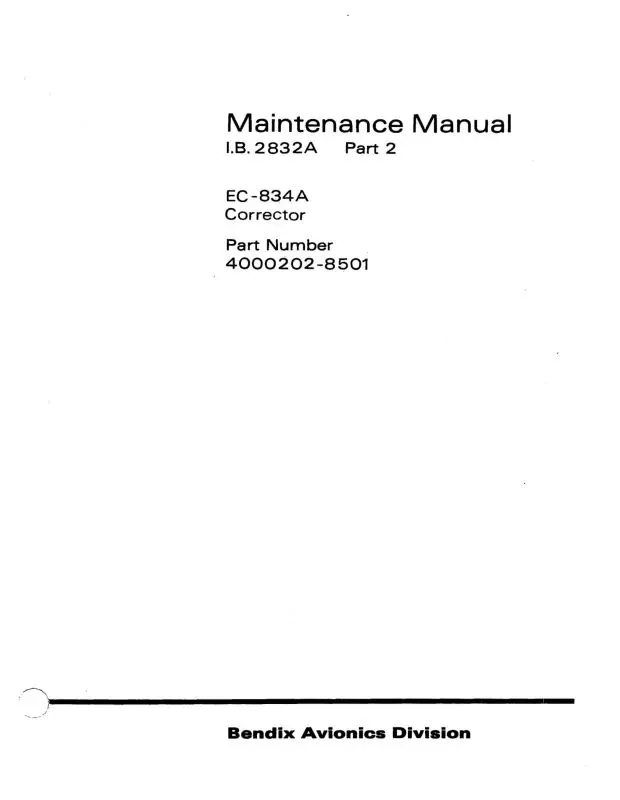 Bendix Sg-832B Remote Slaved Gyro Maintenance Manual (I.B.2832A) 1