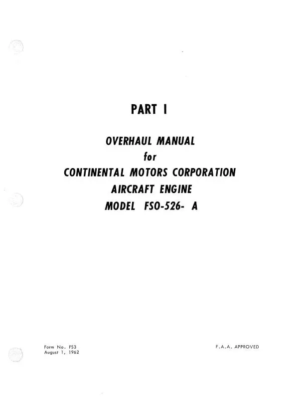 Continental Fso-526-A Overhaul Manual And Parts Catalog (Cofso526a62ohc) 1