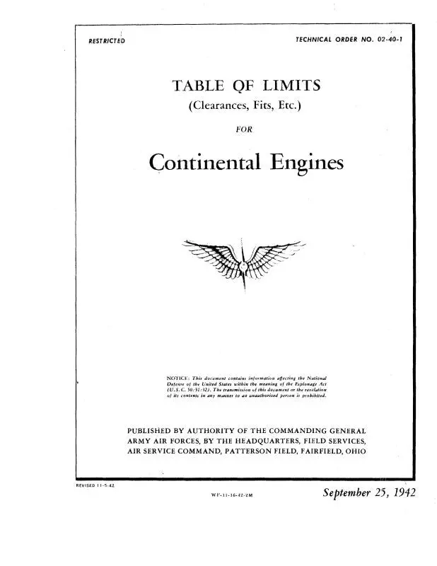 Continental Table Of Limits Table Of Limits (02-40-1) 1