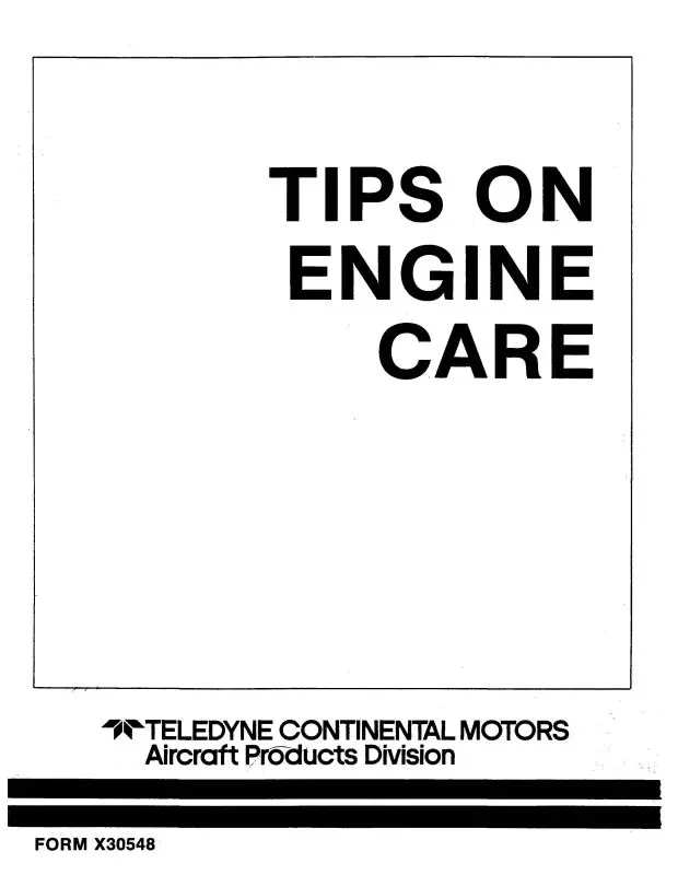 Continental Tips On Engine Care Operator's Manual (X30548) 1