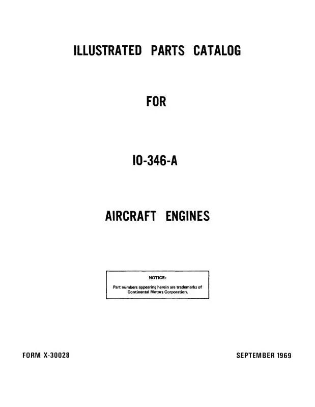 Continental Io-346-A Engine Parts Manual (Coio-346A-69-Pc) 1