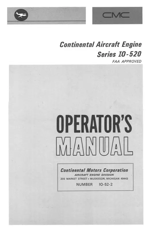 Continental Io-520 Series 1966 Operator's Manual (Io-52-2) 1