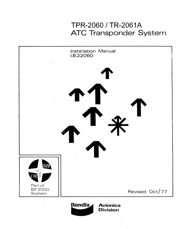 Bendix Tpr-2060 Atc Transponder System Maintenance And Installation Manual (I.B.22060) 1