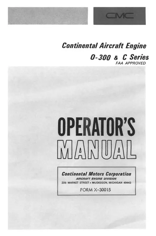 Continental O-300 & C Series Operator's Manual (X-30015) 1