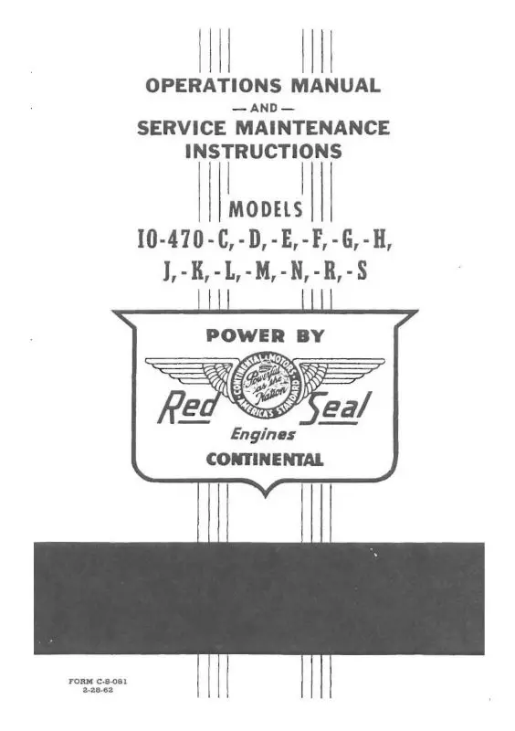 Continental Io-470-C Thru S Red Seal Operations & Service Maintenance (C-S-081) 1