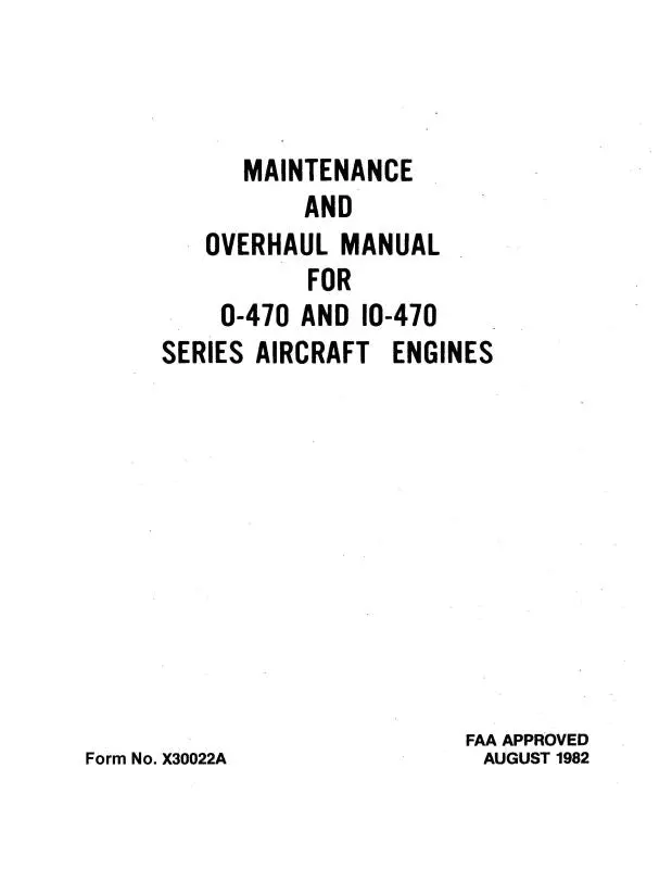 Continental O-470 & Io-470 Series 1982 Maintenance & Overhaul (X30022a) 1