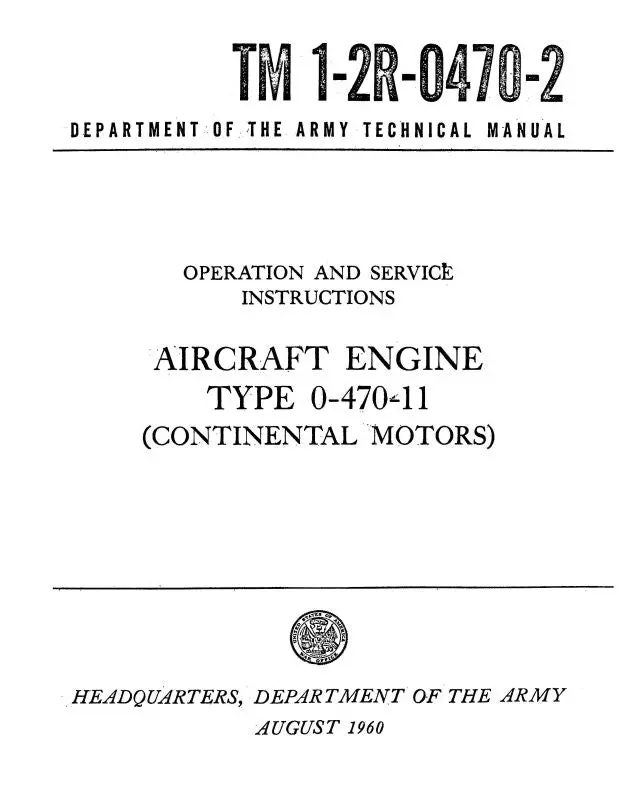 Continental O-470-11 1960 Operation And Service Instructions (2R-0470-2) 1
