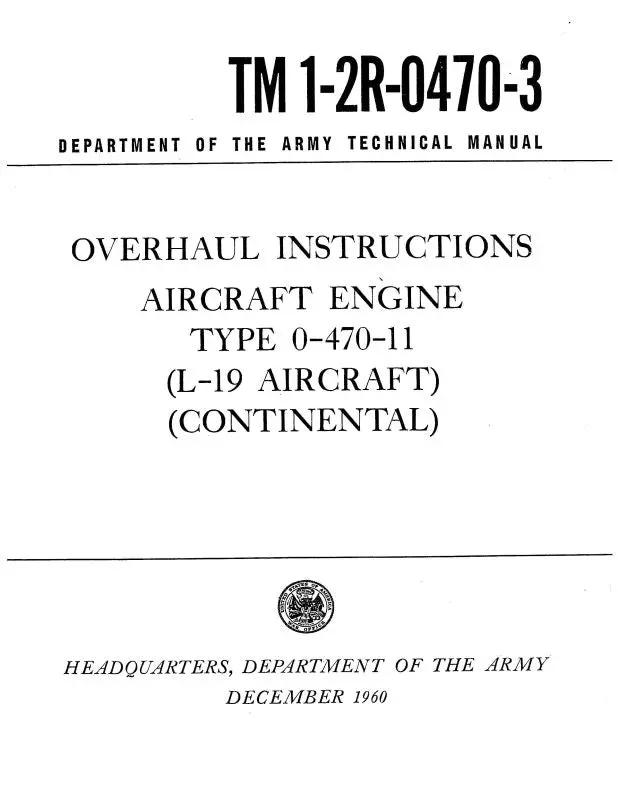 Continental O-470-11 1960 Overhaul Manual (2R-0470-3) 1