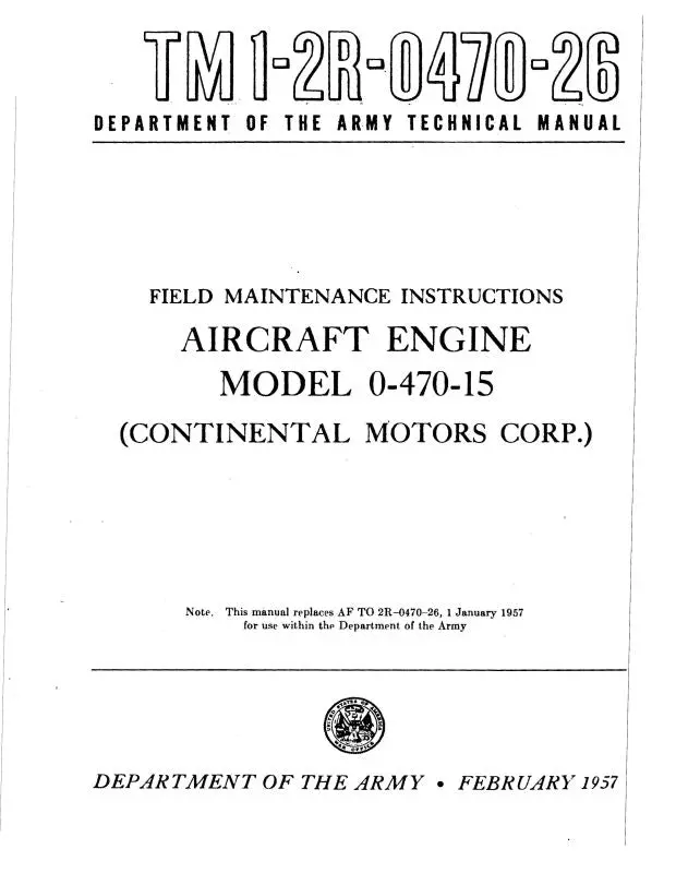Continental 0-470-15 1957 Field Maintenance (1-2R-0470-26) 1