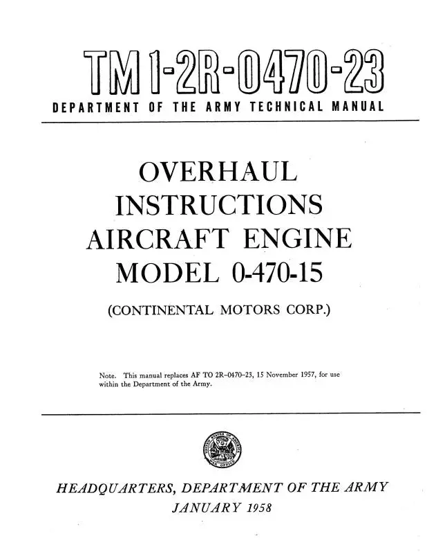 Continental 0-470-15 1958 Overhaul Instructions (1-2R-0470-23) 1