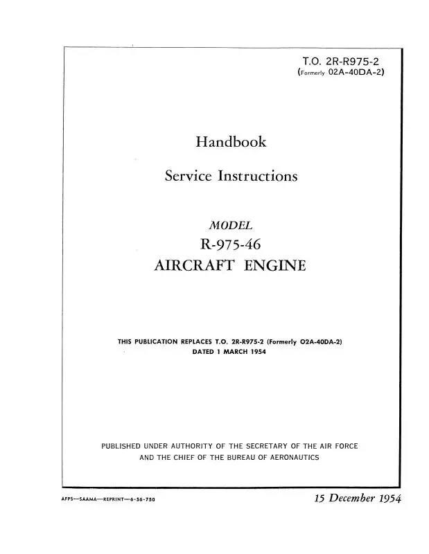 Continental R-975-46 1954 Maintenance Manual (2R-R975-2) 1