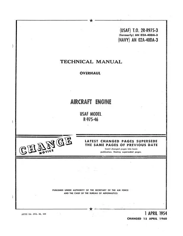 Continental R-975-46 1954 Overhaul Manual (2R-R975-3) 1