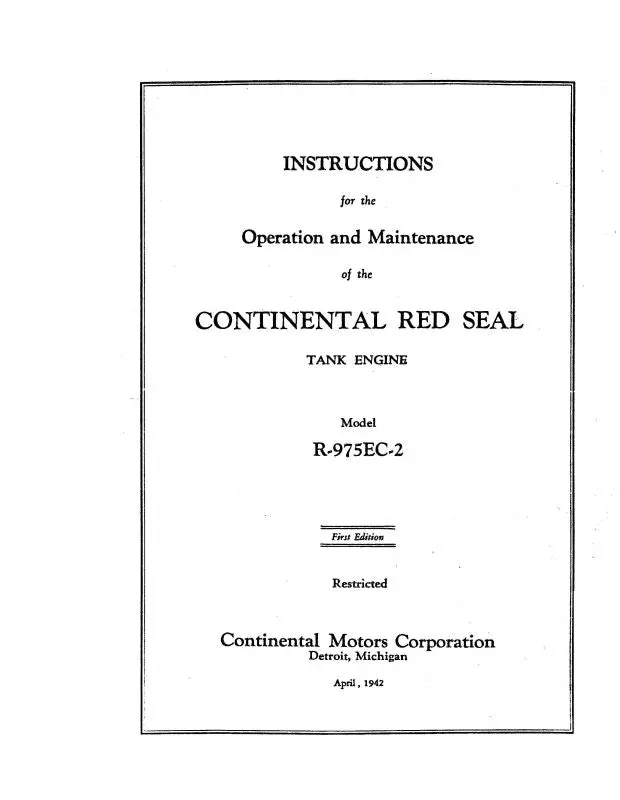 Continental R-975Ec-2 Series Operation And Maintenance Manual (Cor975ec2-42Opc) 1