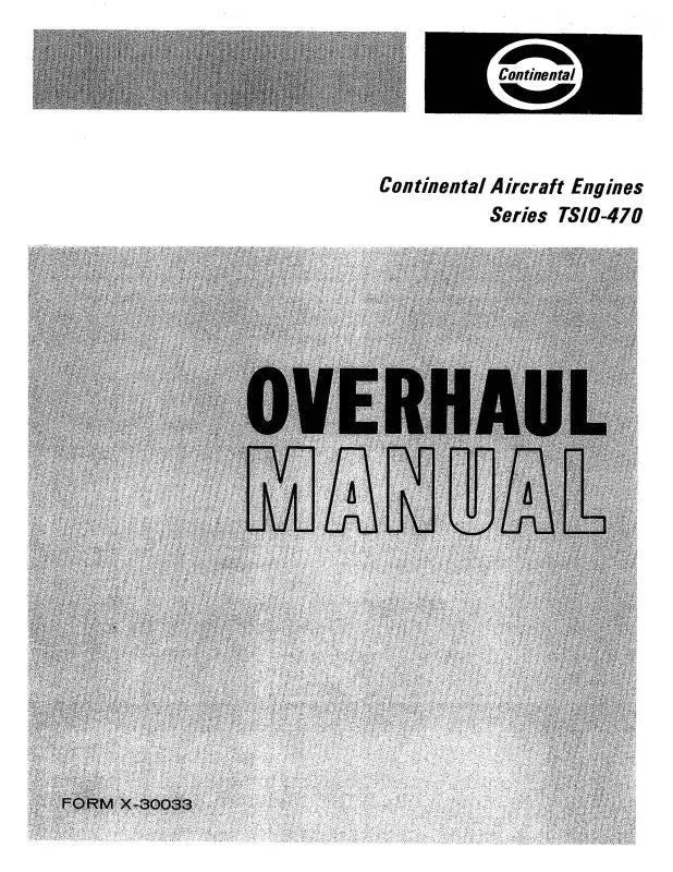 Continental Tsio-470 Series 1966 Overhaul Manual (X30033) 1