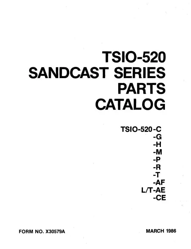 Continental Tsio 520 Series Parts Catalog (X30579a) 1
