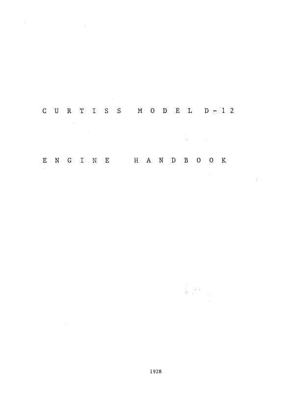 Curtiss-Wright D-12 Engine Handbook1928 Engine Handbook (Cwd12-Hb-C) 1