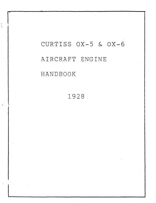 Curtiss-Wright Ox5, Ox-6 Engine Handbook Engine Handbook (Cwox5,6--Hb-C) 1