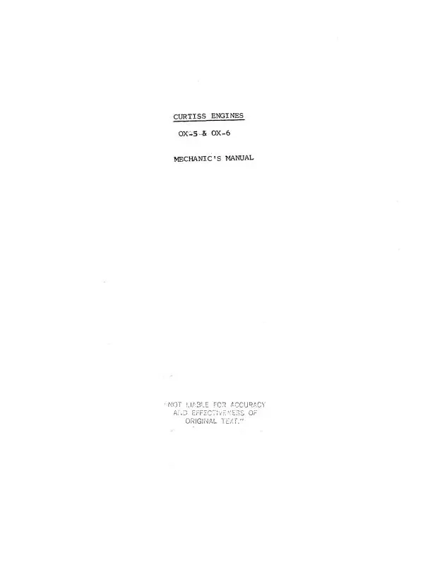 Curtiss-Wright Ox5, Ox-6 Engine Handbook Engine Handbook (Cwox5,6--Hb-C) 1