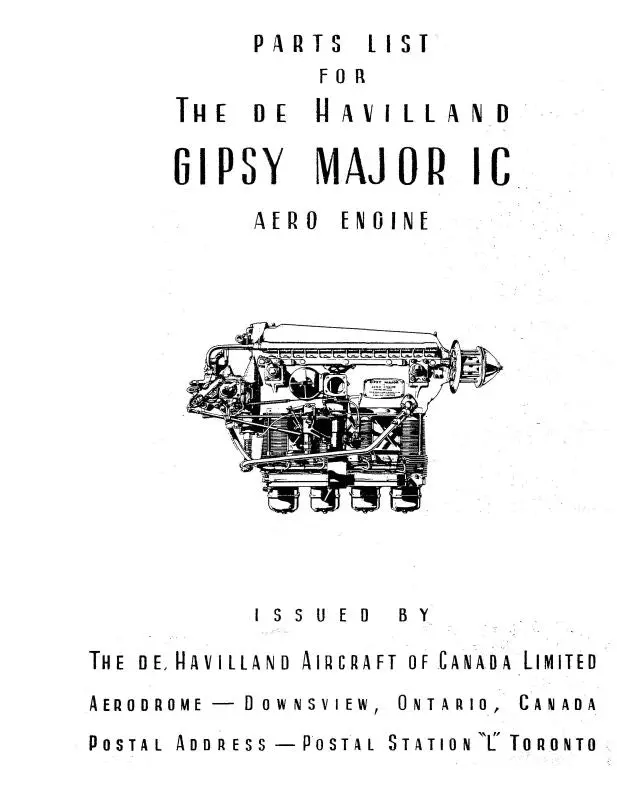 Dehavilland Gipsy Major Series 1C 140 Hp Illustrated Parts List (De1c-140Hp-Pc) 1