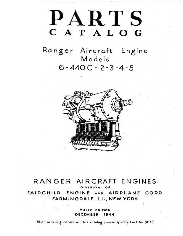 Fairchild 6-440C-2-3-4-5 Ranger Engines Parts Catalog (8675) 1
