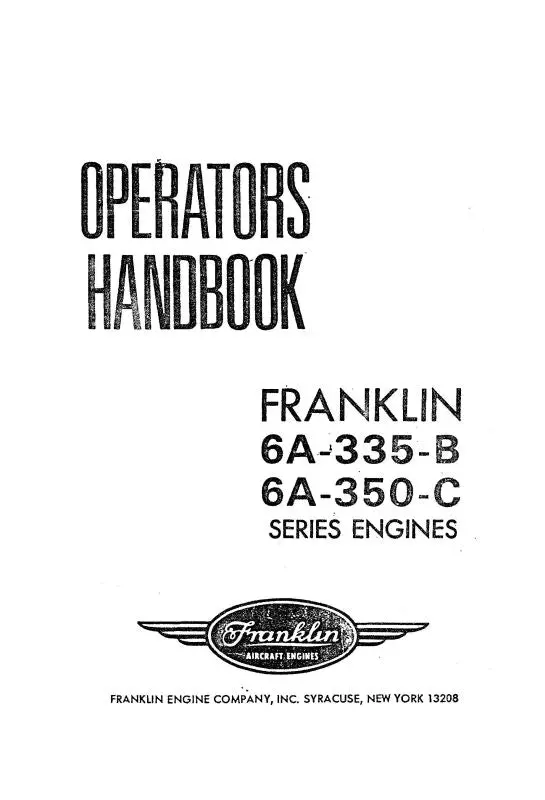 Franklin 6A-335-B & 6A-350-C Operators Manual (Fr6a335b-Op-C) 1