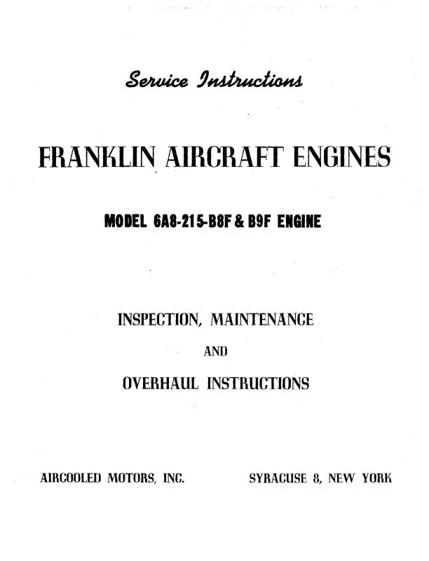 Franklin 6A8-215-B8f,B9f Maintenance (Fr6a82158fb9f) 1