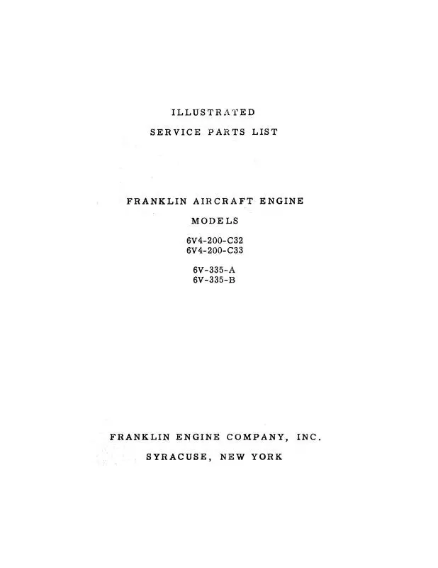 Franklin 6V4-200-C32,C33.6V-335-A,B Parts Catalog (Fr6v4ser-P-C) 1