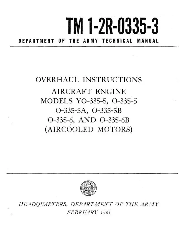 Franklin O-335-5 & Yo-335-5 Overhaul Instructions (1-2R-0335-3) 1