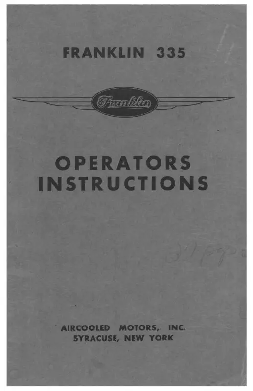 Franklin 335 Operators Instructions (Fro335ser-Op-C) 1